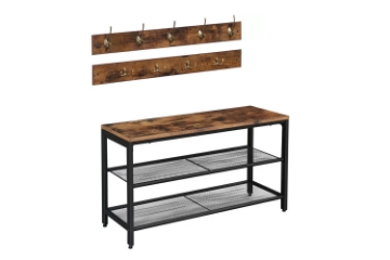 Picture of LITON Adjustable 3-Tier Shoe Rack with Wall Hooks 