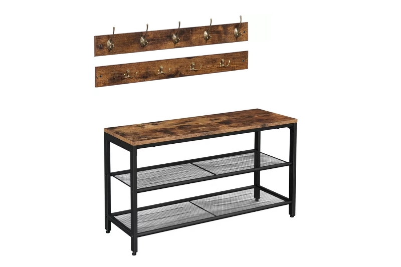 Picture of LITON Adjustable 3-Tier Shoe Rack with Wall Hooks 