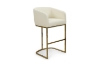 Picture of TRYTON H40" Bar Stool with Arms & Golden Finish Base (White) 