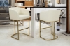Picture of TRYTON 29" Bar Height Bar Stool with Arms & Golden Finish Base (White) 