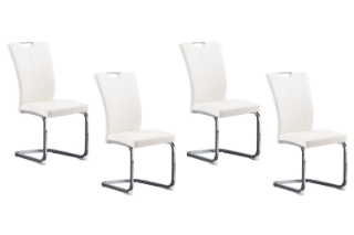 Picture of EDAN High Back Dining Chair with Chromed Base (Pearl White) - 4 Chairs in 1 Carton