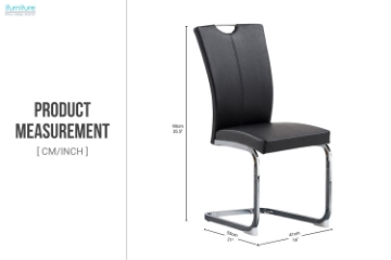 Picture of EDAN High Back Dining Chair with Chromed Base (Elegant Black)