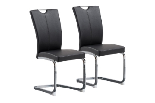 Picture of EDAN High Back Dining Chair with Chromed Base (Elegant Black) - 2 Chairs in 1 Carton