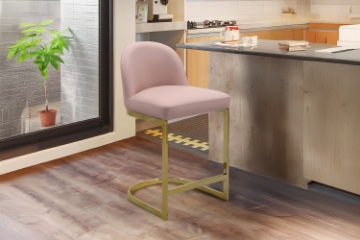 Picture of KALAY H32.5" Bar Stool with Golden Finish Base (Pink) 