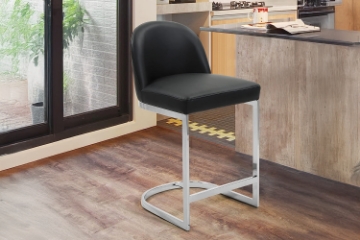 Picture of KALAY H32.5" Bar Stool with Chromed Finish Base (Black)  