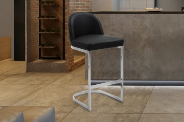 Picture of KALAY H36.5" Bar Stool with Chromed Finish Base (Black)  