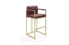 Picture of DAKOTA 30" Bar Height Bar Stool with Arms & Golden Finish Base (Wine Red)