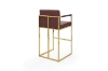 Picture of DAKOTA Bar Stool with Arms & Golden Finish Base (Wine Red)