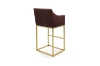 Picture of HESPER Bar Stool with Arms & Golden Finish Base (Wine Red) 