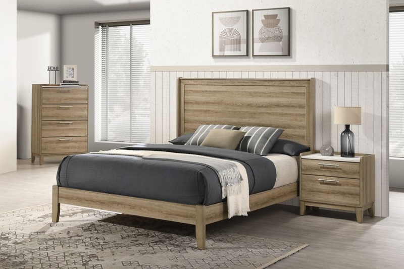 Picture of MESSINA Bed Frame in Double/Queen Sizes (Light Brown)
