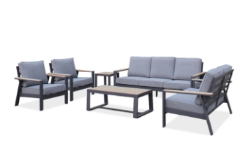 Picture of BONDI 6PC Aluminium Outdoor Lounge Sofa Set (Dark Grey)