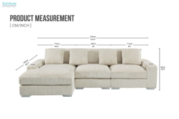 Picture of WINSTON Premium Corduroy Modular Sectional Sofa with Cup Holders & USB Ports (Beige) - Chaise Facing Left