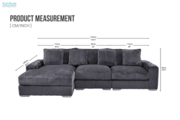 Picture of WINSTON Premium Corduroy Modular Sectional Sofa with Cup Holders & USB Ports (Grey) 