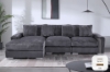 Picture of WINSTON Premium Corduroy Modular Sectional Sofa with Cup Holders & USB Ports (Grey) - Chaise Facing Right