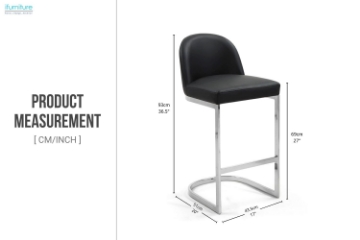 Picture of KALAY 27" Height Bar Stool with Chromed Finish Base (Black)  