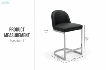 Picture of Kalay 23" Height Bar Stool with Chromed Finish Base for Customized Height Counter Top Only (Black) 