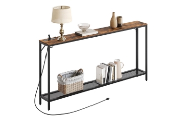 Picture of HOOBRO 63" Console Table with Power Outlet (Walnut)