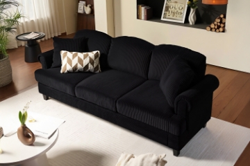 Picture of CASPER Corduroy 3-Seater Sofa (Black)