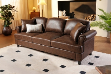 Picture of CASPER Foil-finished Fabric 3-Seater Sofa (Dark Brown) 