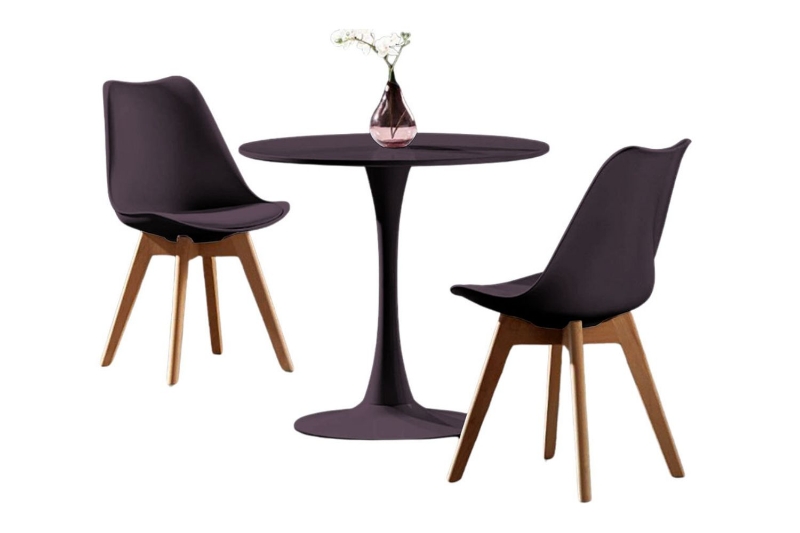 Picture of TULIP Dining Set (Black) - 31.5" Table with 2 Chairs