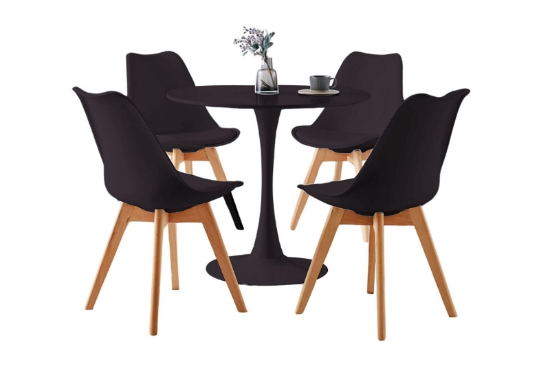 Picture of TULIP Dining Set (Black) - 39.4" Table with 4 Chairs
