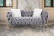 Picture of NORFOLK Velvet Button-Tufted 2-Seater Loveseat (Grey) 