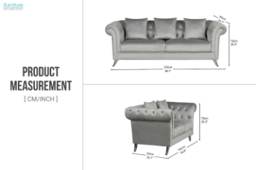 Picture of JOLANDA 3-Seater Fabric Sofa (Grey)