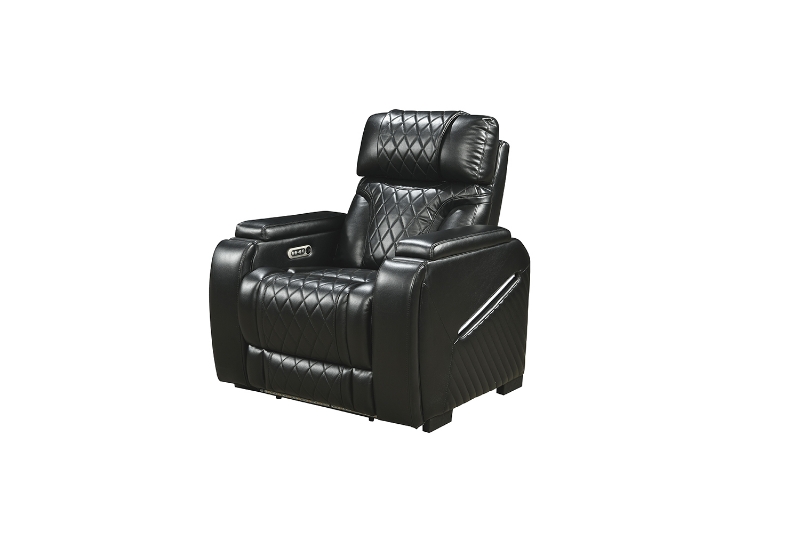 Picture of CALVIA Power Reclining Sofa Range (Black) - Armchair with USB Port & LED Lighting (1R)