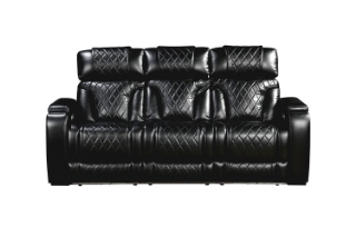 Picture of CALVIA Power Reclining Sofa Range (Black) - Sofa with USB Port & LED Lighting + Cup Holders & Reading Lights (3RRC)