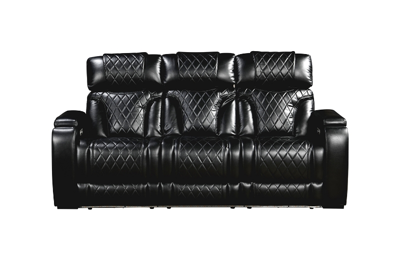 Picture of CALVIA Power Reclining Sofa Range (Black) - Sofa with USB Port & LED Lighting + Cup Holders & Reading Lights (3RRC)