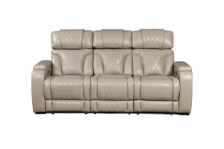 Picture of CALVIA Power Reclining Sofa Range (Beige) - Sofa with USB Port & LED Lighting + Cup Holders & Reading Lights (3RRC)