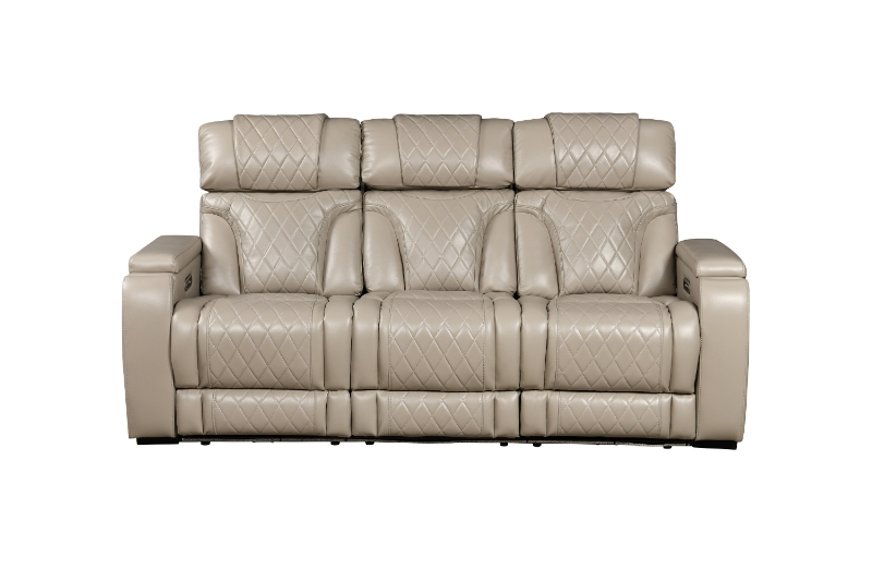 Picture of CALVIA Power Reclining Sofa Range (Beige) - Sofa with USB Port & LED Lighting + Cup Holders & Reading Lights (3RRC)