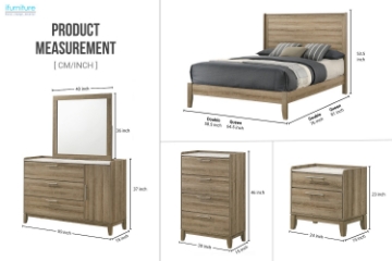 Picture of MESSINA 3PC/4PC/5PC Bedroom Combo Set in Double/Queen Sizes (Light Brown)