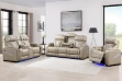 Picture of CALVIA Duo Motor Zero Gravity Adjustable Headrest Reclining Sofa Range (Beige) - Armchair + Loveseat + Sofa Set