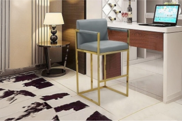 Picture of DAKOTA 30" Bar Height Bar Stool with Arms & Golden Finish Base (Grey) 