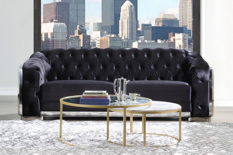 Picture of HAYES 3 Seater Chesterfield Sofa with Metal Trim