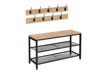 Picture of LITON Adjustable 3-Tier Shoe Rack with Wall Hooks 