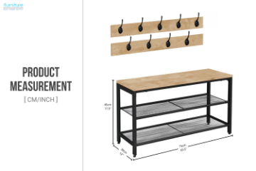 Picture of LITON Adjustable 3-Tier Shoe Rack with Wall Hooks 
