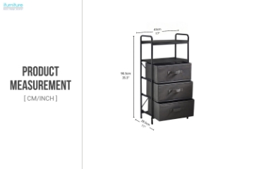 Picture of VERENA 3-Drawer Storage Fabric Cabinet with USB Charging Port & Power Outlet