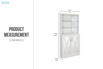 Picture of TANDY Home Bar Buffet & Hutch with Glass Shelves