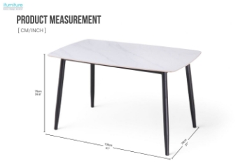 Picture of SAROTO 51" Sintered Stone Top Dining Table (Gloss White)