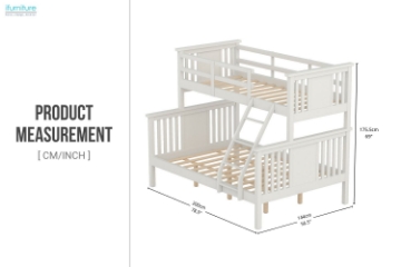 Picture of FORESTER Solid Wood Twin-Double Bunk Bed (White)