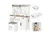 Picture of LORRAINE Tempered Glass Top Dressing Table with LED Mirror, Charging Port & Storage Stool