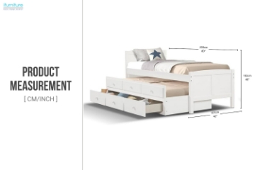 Picture of LAILA Twin Captain's Bed with Storage Trundle(White)