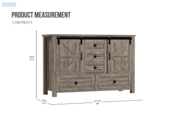 Picture of VITTORIO Sliding Barn Door Cabinet with Drawers (Grey Oak)