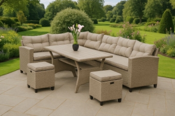 Picture of ALBANY Wicker Sectional Dining Outdoor Sofa Set