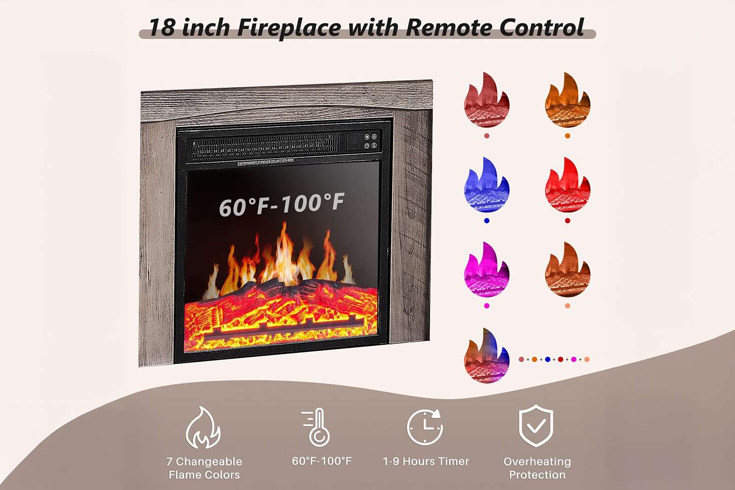 GRACIE TV Stand with Electric Fireplace, & Charging Station