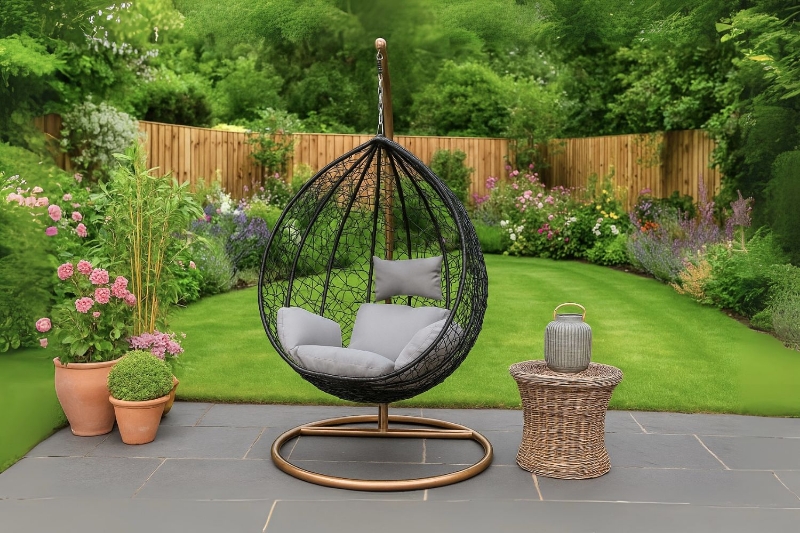 Picture of ALBURY Rattan Outdoor Hanging Egg Chair (Black)