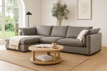 Picture of SERENA Feather-Filled Fabric Sectional Sofa (Dark Grey)