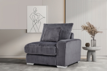 Picture of WINSTON Corduroy Modular Sectional Sofa (Grey) - Single RAF Armchair	